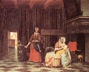 HOOCH, Pieter de Suckling Mother and Maid s oil painting reproduction